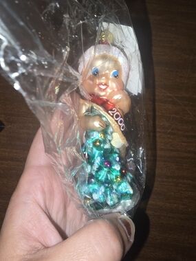 Vintage Christopher Radko Christmas Kewpie 2000 Glass Ornament